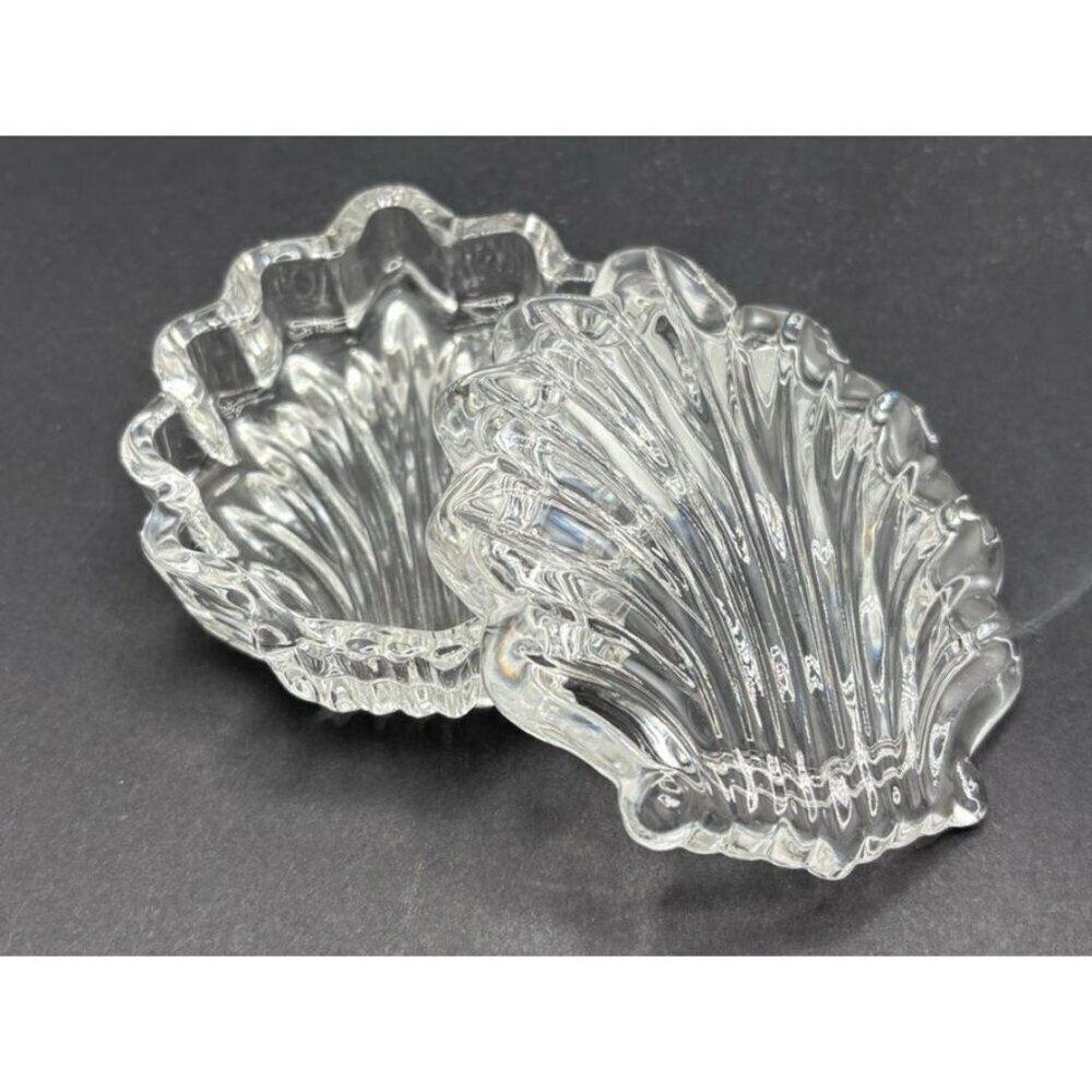 Vintage GORHAM Chantilly 4” Shell Trinket Box -Full Lead Crystal -West Germany